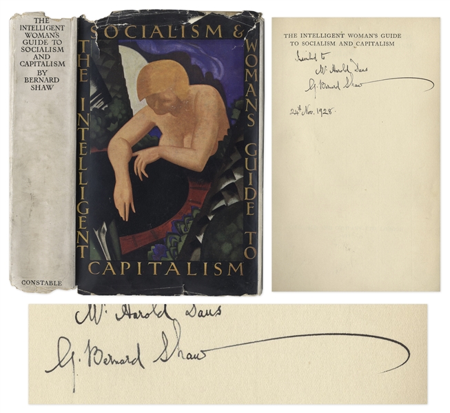 George Bernard Shaw Signed First Edition of His ''Magnum Opus'', ''The Intelligent Woman's Guide to Socialism and Capitalism''